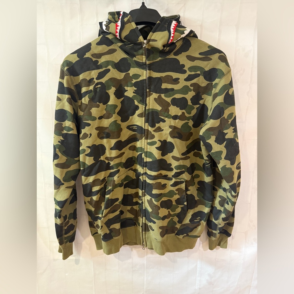 Bape A Bathing Ape 1st Camo Shark Full Zip Hoodie Size Medium